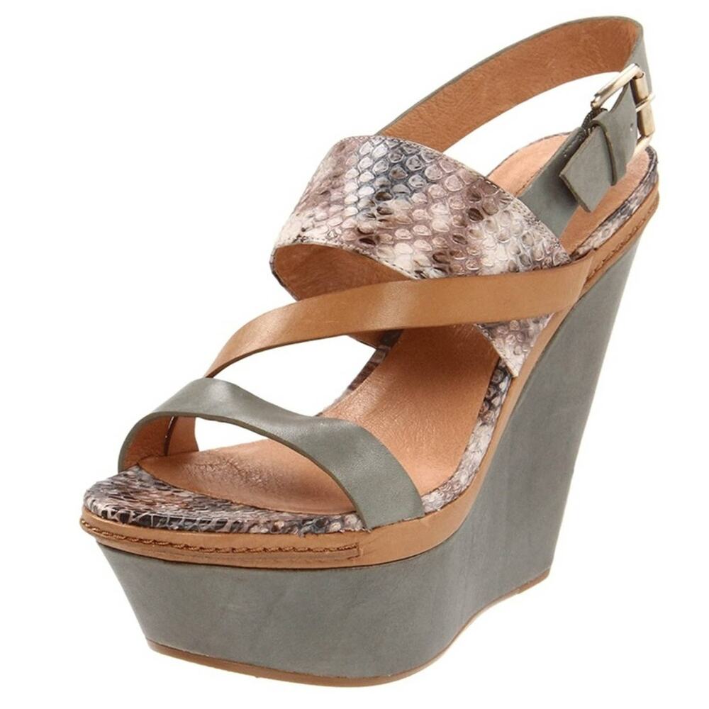 Modern Vintage Vera Wedge Sandal Size 38 / 8 Snakeskin Animal Print Platform